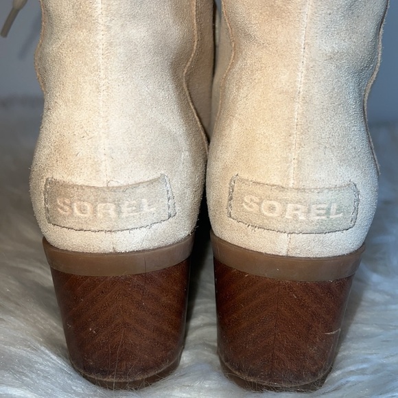 Sorel Cate Beige Suede Lace Boots Sz-8 - Picture 7 of 10